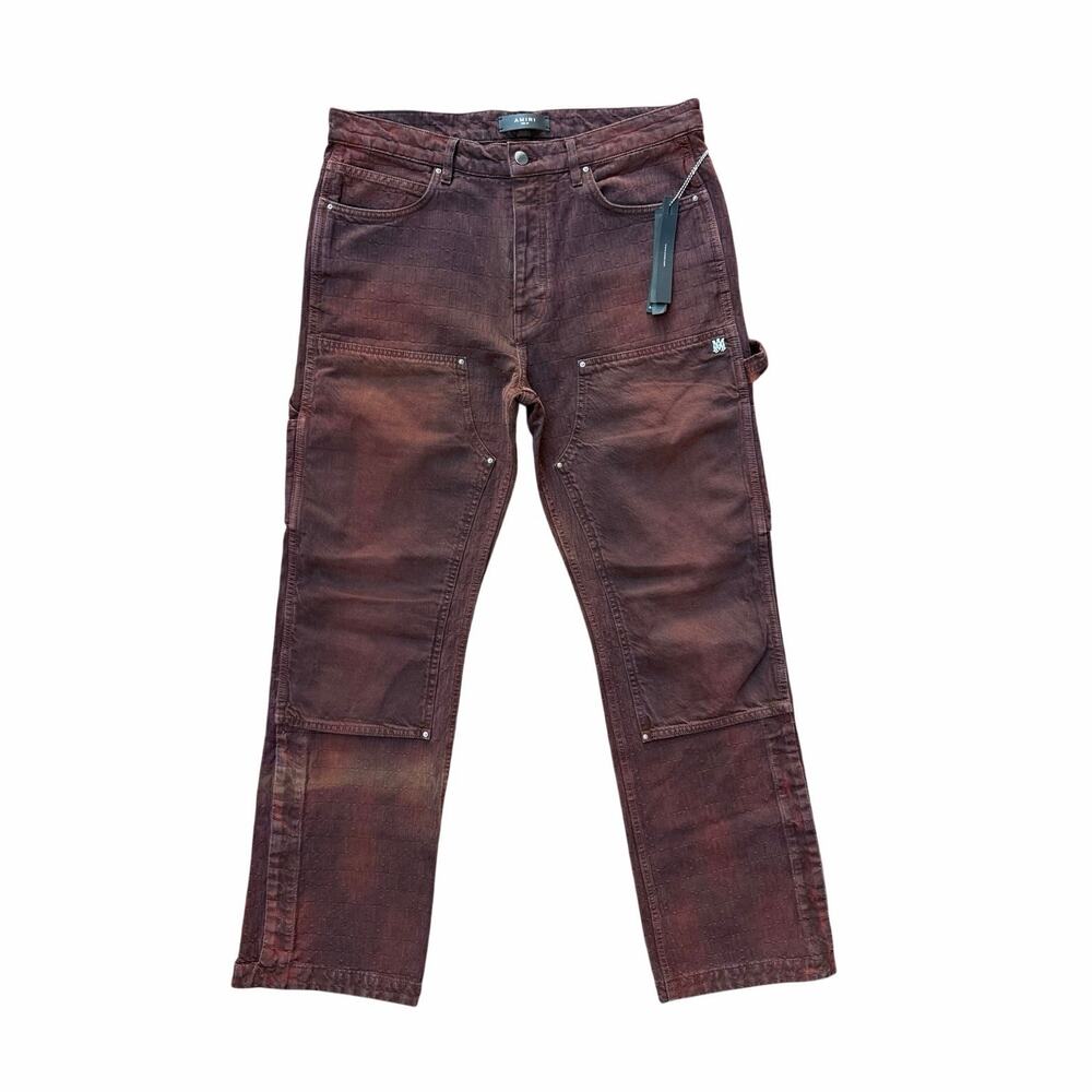 Size 34 - Amiri Jacquard Burgundy Carpenter Jeans